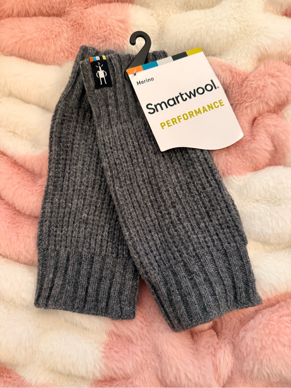 Smartwool Merino Wool Gray Ribbed Hand Warmers
